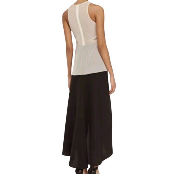 Theory Silk Dolie Colorblock High-Low Maxi Long Minimalist Evening Dress Size 2 - Picture 2 of 15